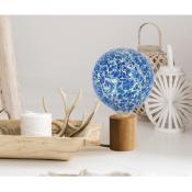 Ampoule LED décorative Mosaique bleue craquelée - Globe culot E27 - 4W