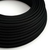 Câble rond - Tissu effet soie - Noir
