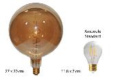 Ampoule LED Globe verre ambré - Culot E27 avec filament spirale 