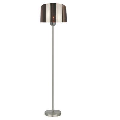 Lampadaire sur pied en métal chromé avec abat-jour en PVC cuivré - E27