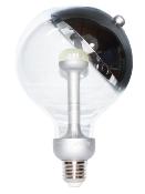Ampoule LED culot E27 forme globe avec parabole chrome - Grand modèle