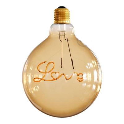 Ampoule Dorée Globe E27 - Filament LED texte Love