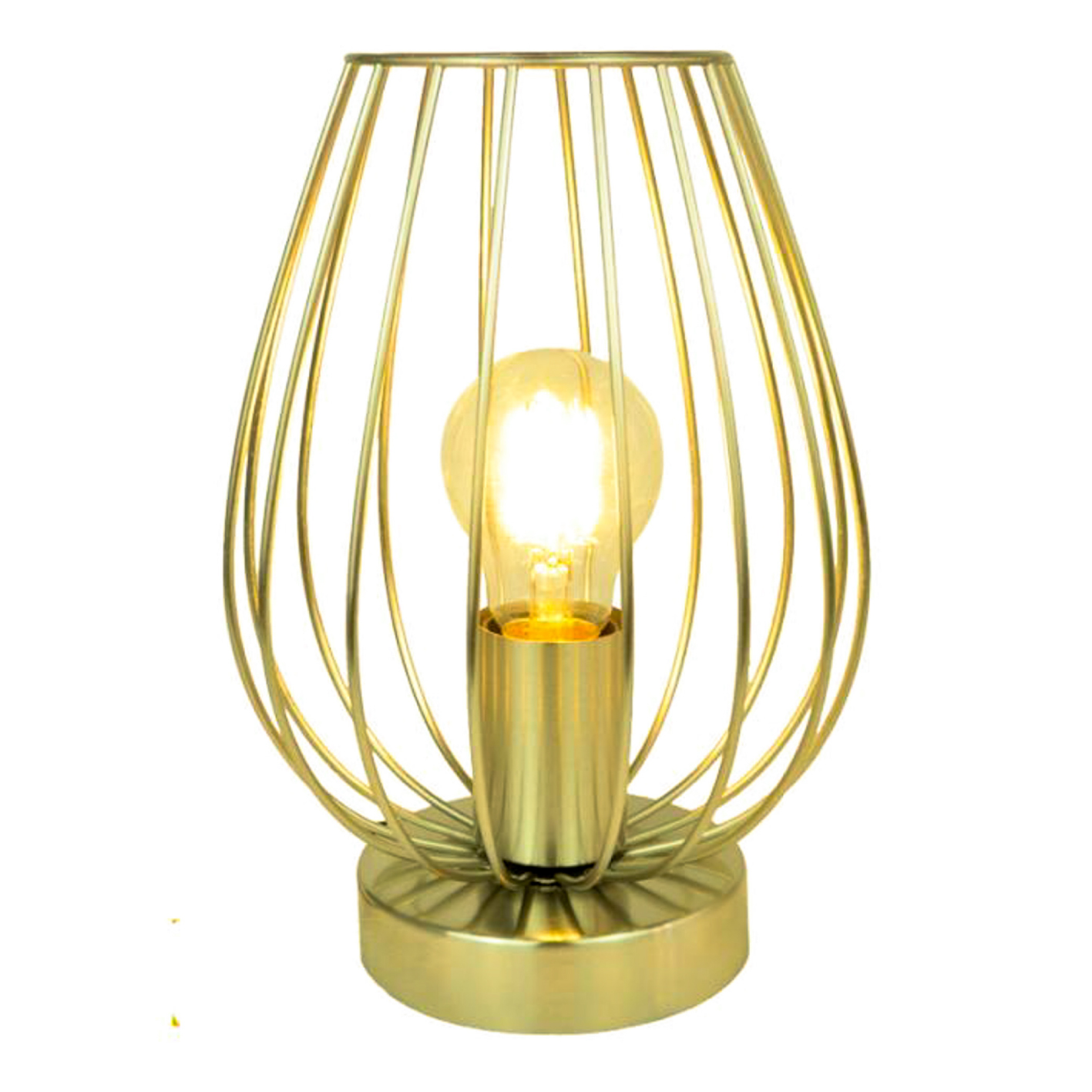 Lampe de chevet glamour, métal doré imitation laiton - E27 – H 24cm