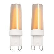 LOT DE 8 Ampoules LED culot G9 givrées - blanc chaud 2.5W - sous blister de 2 pièces