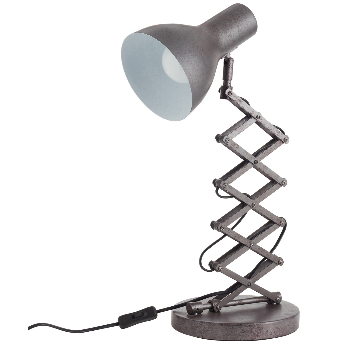 Lampe de bureau E27 articulée en métal gris
