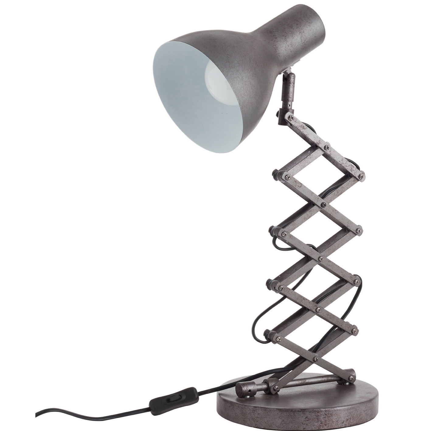 Lampe de bureau à poser - Culot E27 - Bras articulé en métal gris