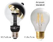Ampoule LED culot E27 forme globe avec parabole noire et dorée - Petit modèle G80
