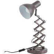 Lampe de bureau à poser - Culot E27 - Bras articulé en métal gris