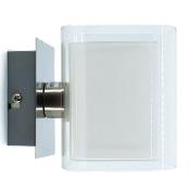 Applique carrée en métal chromé et double paroi en verre