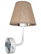 Applique Métal laqué blanc et abat-jour tissu beige 
