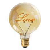 Ampoule globe E27 LED - Filament texte "love" 