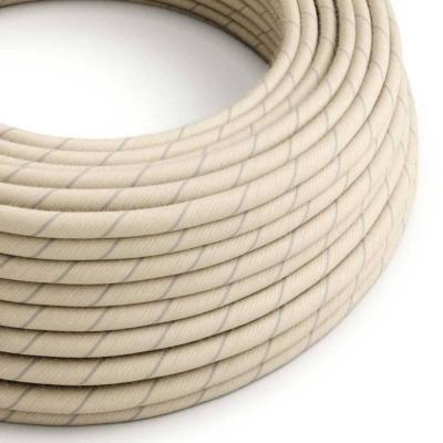 Câble rond - Tissu Coton et Lin - Beige / Gris - Spirales