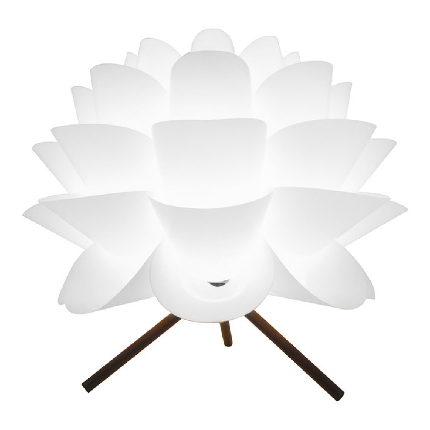 Lampe de chevet modèle Ananas en PVC blanc - pieds en métal - Culot E27