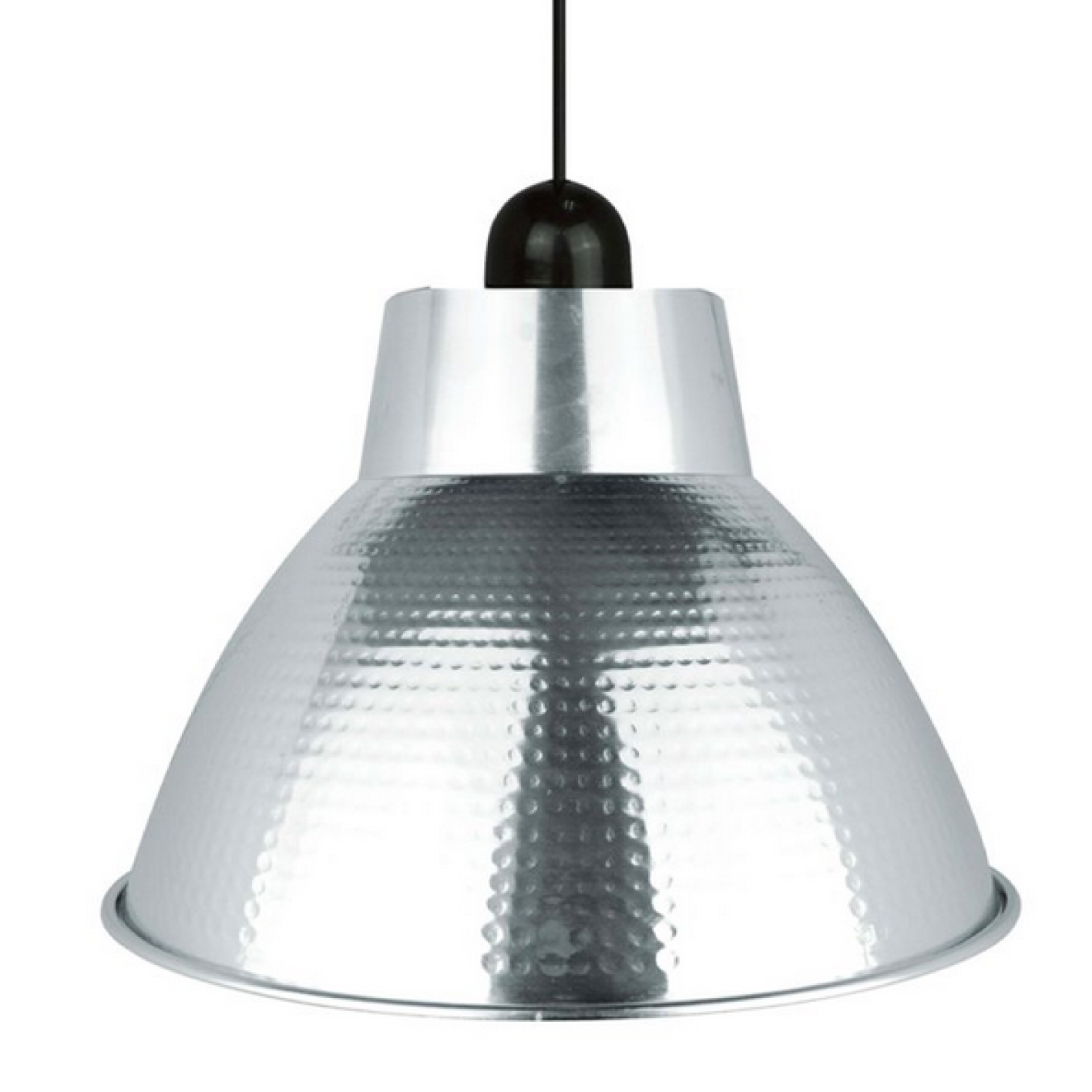 Suspension abat jour en métal effet martelé argent Culot E27