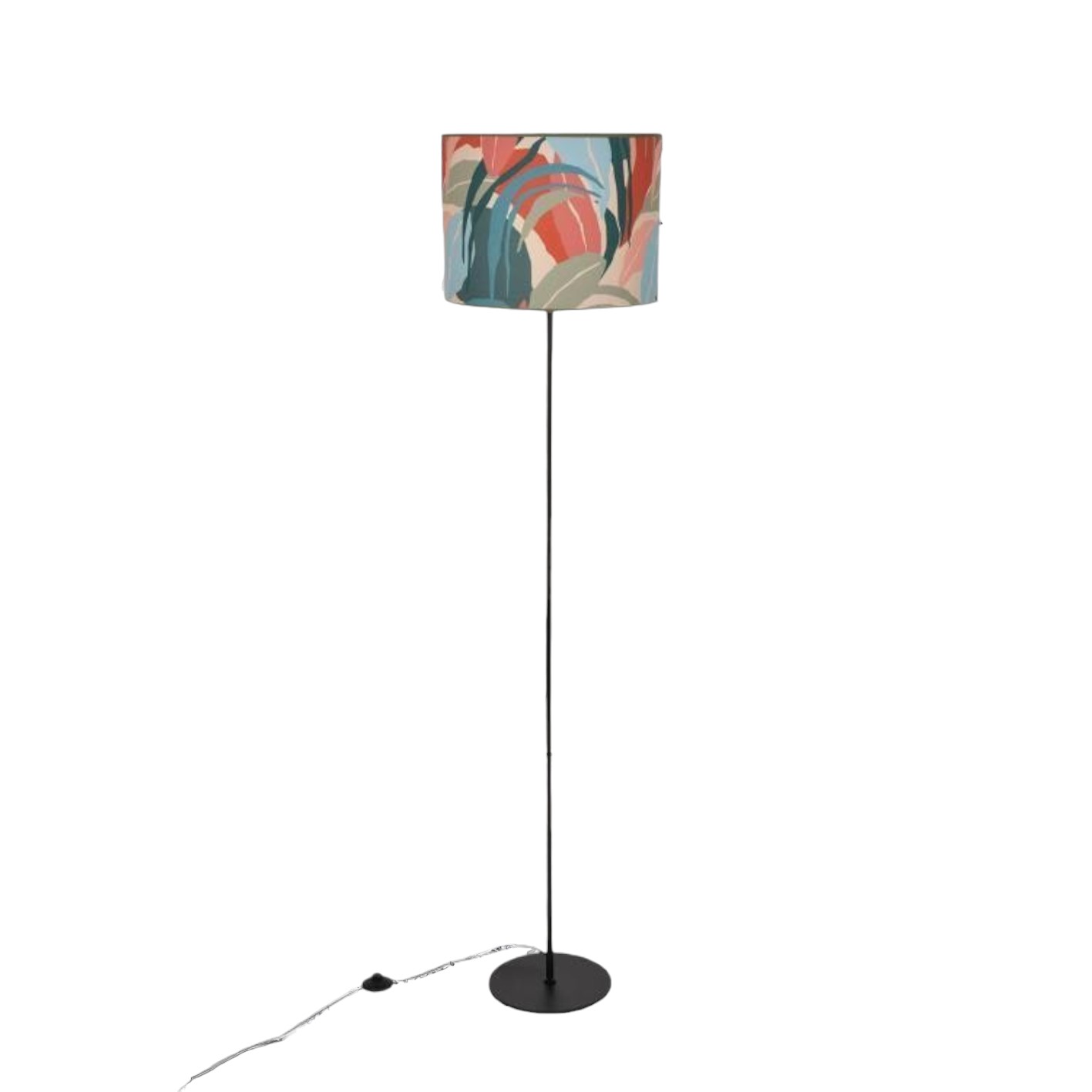 Lampadaire structure métal noir abat-jour en coton H171cm- Montera 