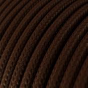 Câble rond - Tissus effet soie - uni marron expresso brillant