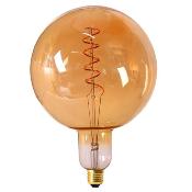 Ampoule LED Globe verre ambré - Culot E27 avec filament spirale - 4W - 2200K
