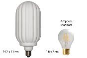 Ampoule décorative E27 LED - Forme allongée rainurée blanche - 6W - 4000K