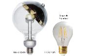 Ampoule LED culot E27 forme globe avec parabole chrome et intérieur doré - Grand modèle G120