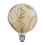 Ampoule décorative globe ambré - Culot E27 - filament LED spirale - Effet cabossé