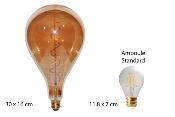 Ampoule décorative XXL forme poire Culot  LED verre ambré E27 - Filament spirale