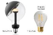 Ampoule LED culot E27 forme globe avec parabole noire et argent amovible - Grand modèle G120