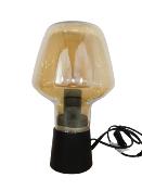 Lampe pied Métal noir et globe en verre