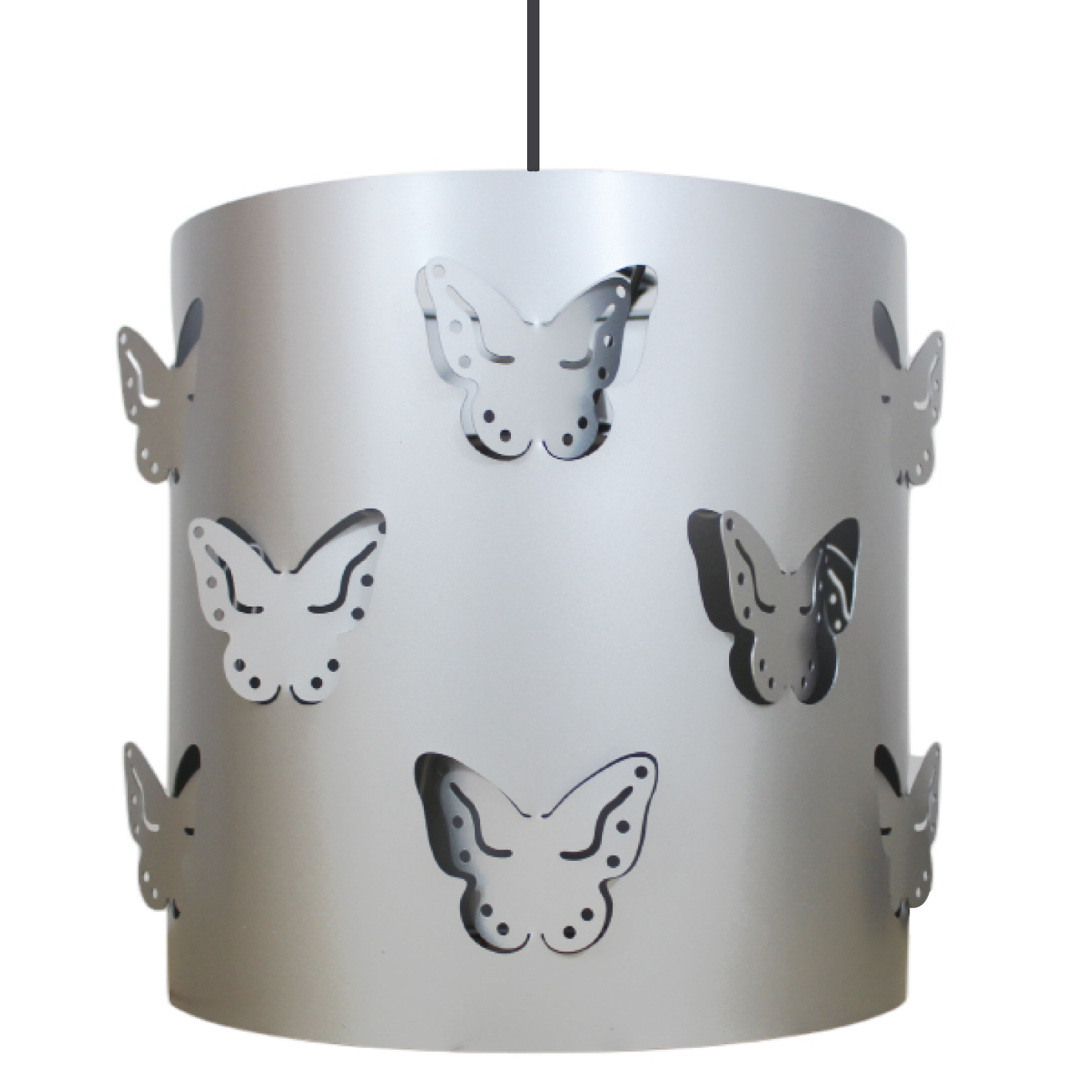 Suspension métal argenté avec découpe forme papillon - E27 - Luminaire contemporain