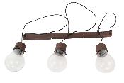 Suspension style dessus de billard en métal marron avec trois globes en verre