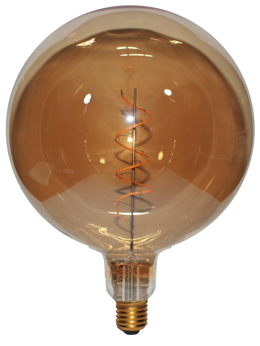 Ampoule LED Globe verre ambré - Culot E27 avec filament spirale - 4W - 2200K