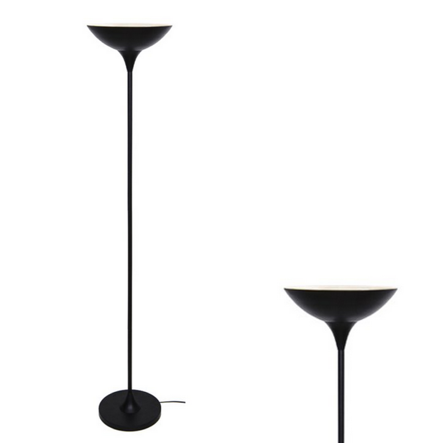 Lampadaire avec coupole en métal noir sur pied