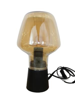 Lampe pied Métal noir et globe en verre