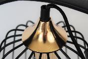 Lampe de chevet à poser métal noir et anse imitation cuir noir style industriel - E27