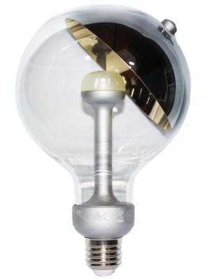 Ampoule LED culot E27 forme globe avec parabole chrome et intérieur doré - Grand modèle G120
