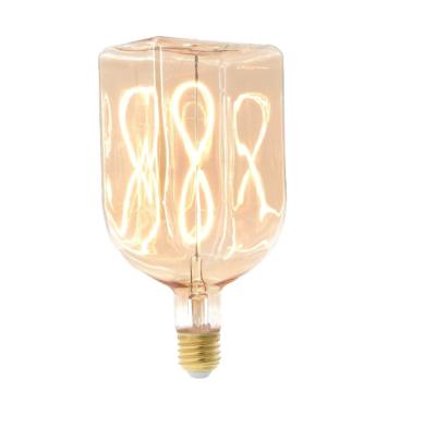 Ampoule décorative LED - Bouteille carré verre ambré - Culot E27 