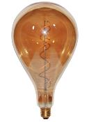 Ampoule décorative XXL forme poire Culot  LED verre ambré E27 - Filament spirale