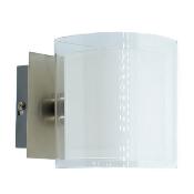 Applique carrée en métal chromé et double paroi en verre