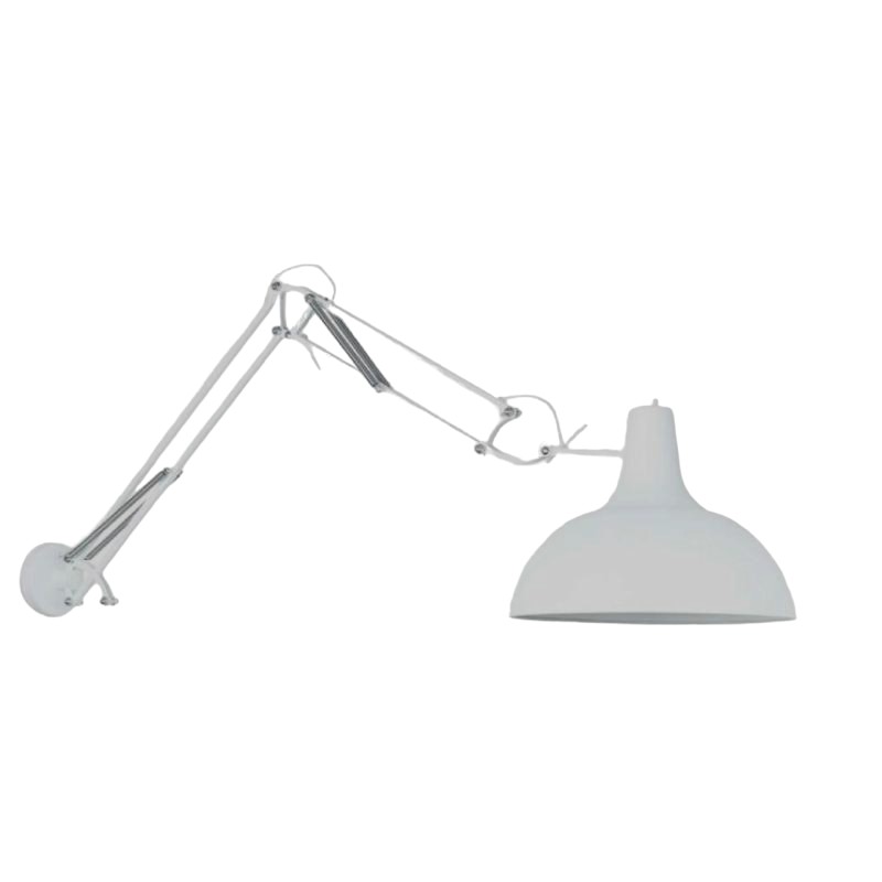 Applique lampe d'architecte en métal bras articulé blanc mat E27