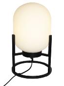 Lampe de chevet à poser en métal noir avec globe en verre blanc givré - E27 - 60W