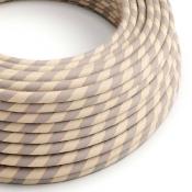 Câble rond - Tissu Coton et lin - Beige / Gris - Spirales