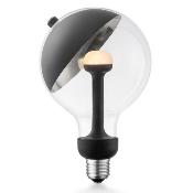 Ampoule LED culot E27 forme globe avec parabole noire et argent amovible - Grand modèle G120