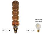 Ampoule LED Décorative originale -  Culot E27 - Forme Tube et verre ambré