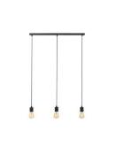 Suspension en métal noir avec 3 câbles.