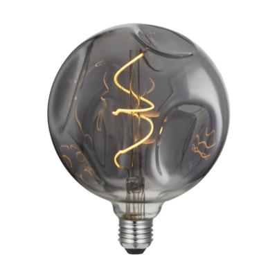 Ampoule décorative globe fumé - Culot E27 - filament LED spirale - Effet cabossé