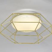 Plafonnier intérieur fil décoratif en métal doré avec diffuseur en PVC blanc