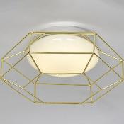 Plafonnier intérieur fil décoratif en métal doré avec diffuseur en PVC blanc