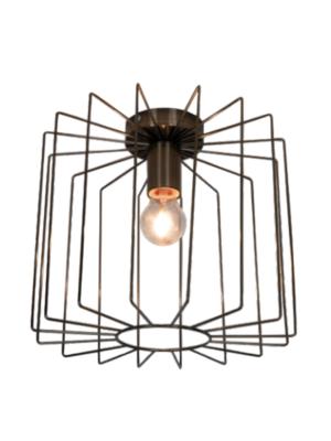 Plafonnier style cage métal finition laiton 
