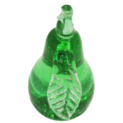 Perle poire - Verte avec feuille transparente - Grand modèle