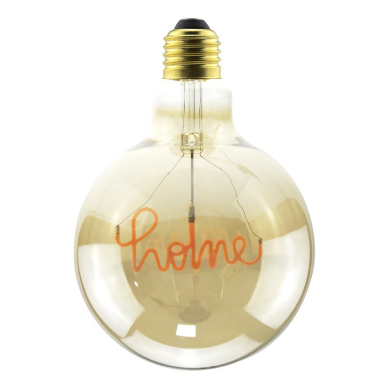 Ampoule décorative globe ambré - Filament LED texte Home - Culot E27