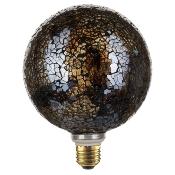 Ampoule LED décorative Mosaique argentée craquelée - Globe culot E27 - 4W - 470LM - 2700K
